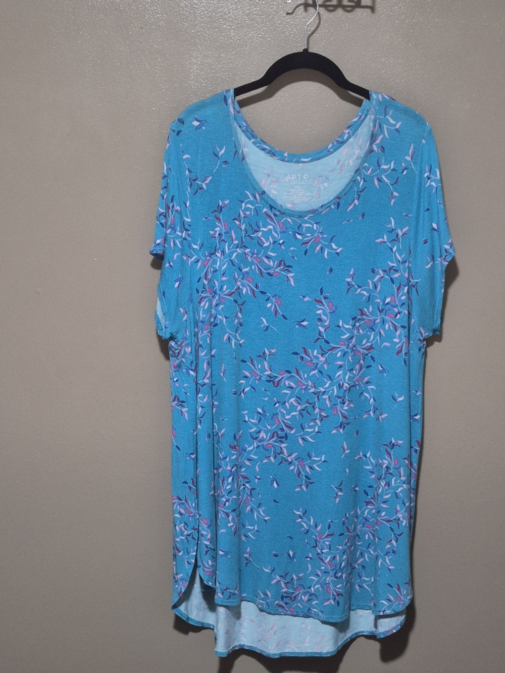 APT. 9 Women's Blue Floral Tunic Top With High-Low Hem, Size XXL
